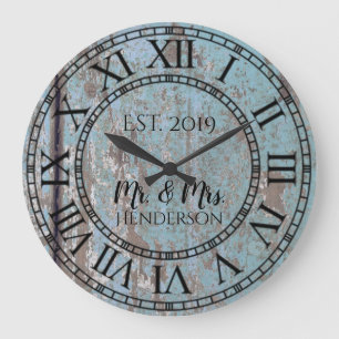 Vintage Rustic Shabby Chic Distressed Antique Wood Große Wanduhr