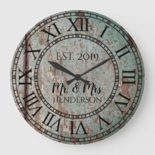 Vintage Rustic Shabby Chic Distressed Antique Wood Große Wanduhr