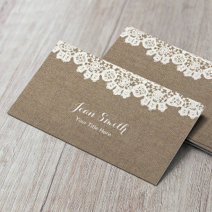 Vintage Rustic Spitze & Jute Event-Planung Handwer Visitenkarte
