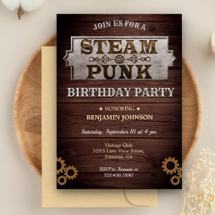 Vintage-Rustic-Steampunk-Geburtstagseinladung Einladung