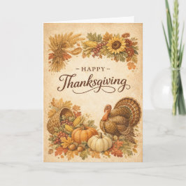Vintage Rustic Thanksgiving Turkey Harvest Karte