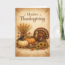 Vintage Rustic Thanksgiving Turkey Harvest Karte