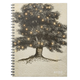 Vintage Rustical Baum & Lichter Benutzerdefinierte Notizblock
