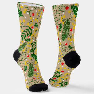 Vintage Rustige Grüne Stechpalmen-Weihnachten Socken