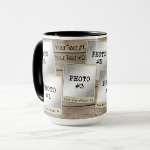Vintage-Rustik-Holz-Fotorahmen-Collage Tasse