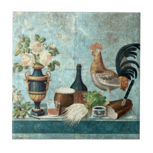 Vintage Rustikal 1825 Französisches Stilleben mit Fliese