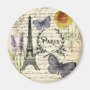 vintage rustikal französischer Schmetterling Paris Magnet