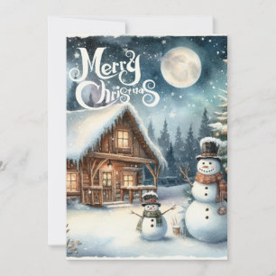 Vintage/Rustikal/Schneemann/Weihnachten Feiertagskarte
