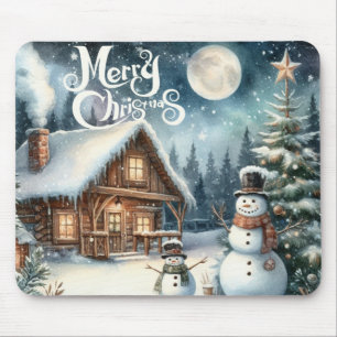 Vintage/Rustikal/Schneemann/Weihnachten Mousepad