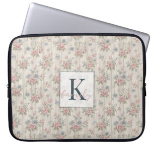 Vintage-Rustikal Shabby Chic Floral auf Holz Farmh Laptopschutzhülle