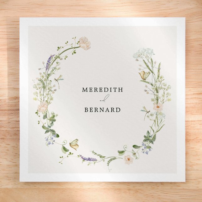 Vintage-Rustikal-Wildblumen-Hochzeitsserviette Serviette (Von Creator hochgeladen)