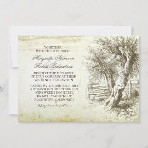 Vintage rustikale, alte Papierhochzeit Einladung