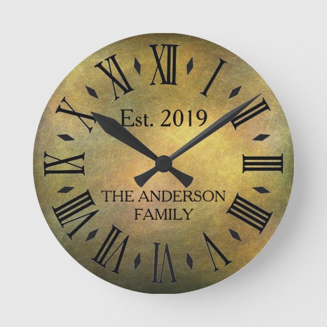 Vintage rustikale antike Bedrängnis-Retro Runde Wanduhr (Vorderseite)