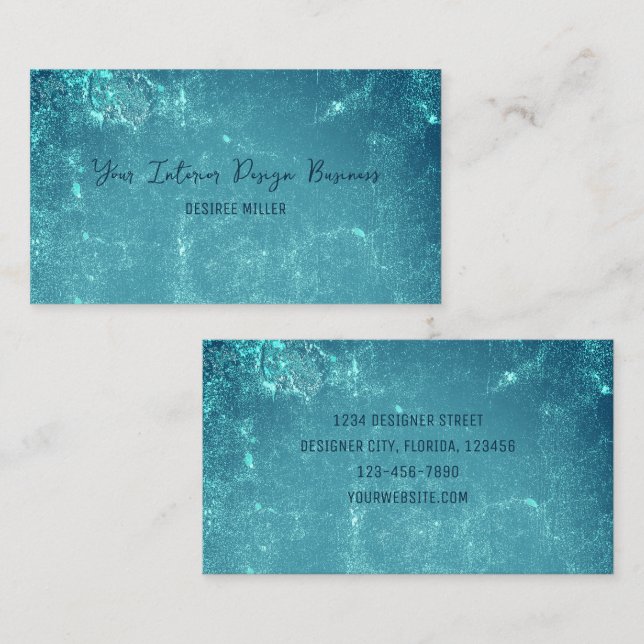 Vintage rustikale Aquamarine Vignette Textur Visitenkarte (Vorne/Hinten)