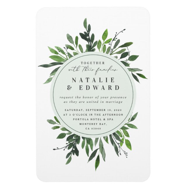 Vintage rustikale Aquarellenheirat Magnet (Vertikal)