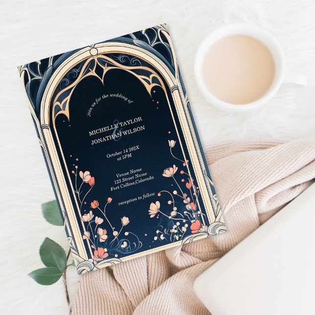 Vintage Rustikale Arch Grüne Einladung (dark vintage art nouveau mucha frame)