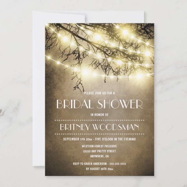 Vintage Rustikale Bäume Brauerei Einladungen (Vorderseite)