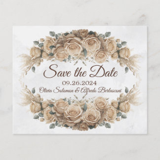 Vintage Rustikale Beige Golden Rose Save the Date