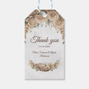 Vintage Rustikale Beige Goldene Rose Geschenkanhänger