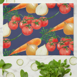 Vintage rustikale blaue Aquarellpflanze Geschirrtuch