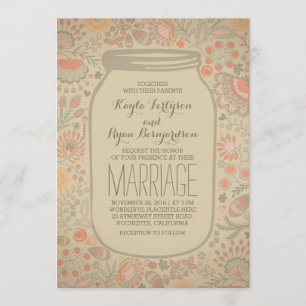 Vintage Rustikale Blumenmason Jar Wedding Einladung