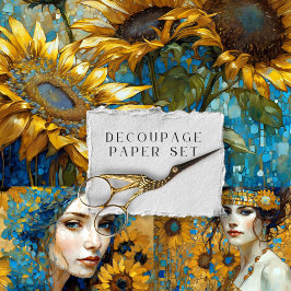 Vintage rustikale botanische Dekoupage Geschenkpapier Set