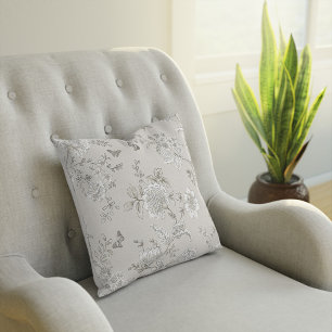 Vintage Rustikale Botanische Toile-Farmhouse-Jute Kissen