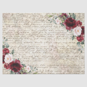 Vintage rustikale Burgund Rose Alte Buchstabendeko Seidenpapier