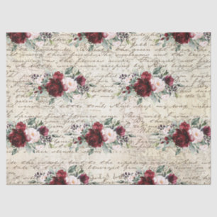Vintage rustikale Burgund Rose Alte Buchstabendeko Seidenpapier