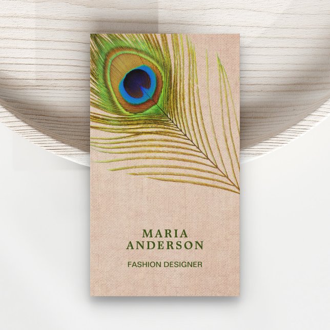 Vintage Rustikale Burlap Green Indian Peak Fether Visitenkarte (Von Creator hochgeladen)