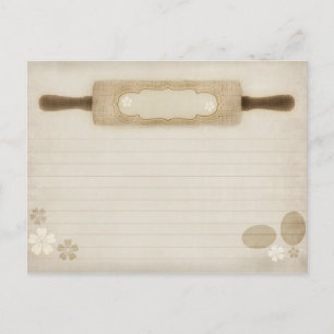 Vintage Rustikale Button-Rezept-Karte Postkarte