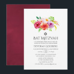 Vintage Rustikale Charm Bat Mitzvah Einladung<br><div class="desc">Vintage Blume flehen Mitzvah-Einladungen mit den Farbtönen Bordeaux-Marsala,  Rose und lila,  die so gestaltet sind,  dass sie schnell und einfach auf Ihre Veranstaltungsspezifikationen zugeschnitten sind.</div>