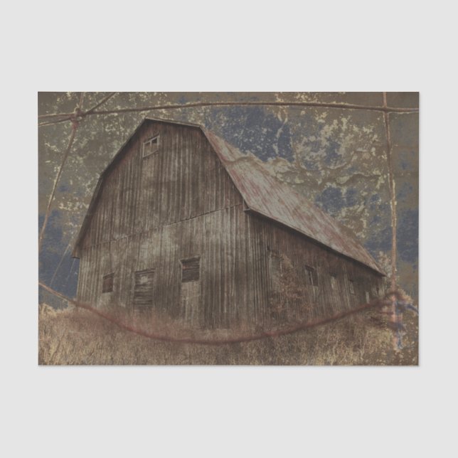 Vintage rustikale Dunkelgrau Tan Sky Barn Textur Seidenpapier (Vorderseite)