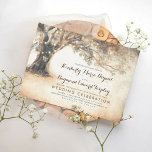 Vintage Rustikale Eichenbaumhochzeit Einladung<br><div class="desc">Vintage rustikale Hochzeitseinladung mit alten Eichenbaum und Lichtern.</div>