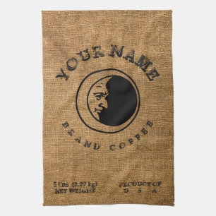 Vintage rustikale falsche Jute-Kaffeesack-Vorlage Geschirrtuch