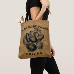 Vintage rustikale falsche Jute-Zwiebelsack-Schablo