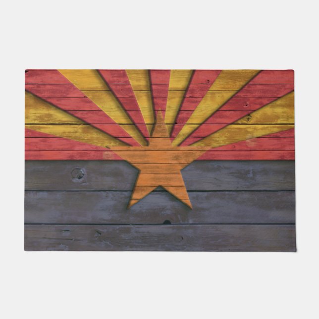 Vintage rustikale Flagge von Arizona Fußmatte (Vorderseite)