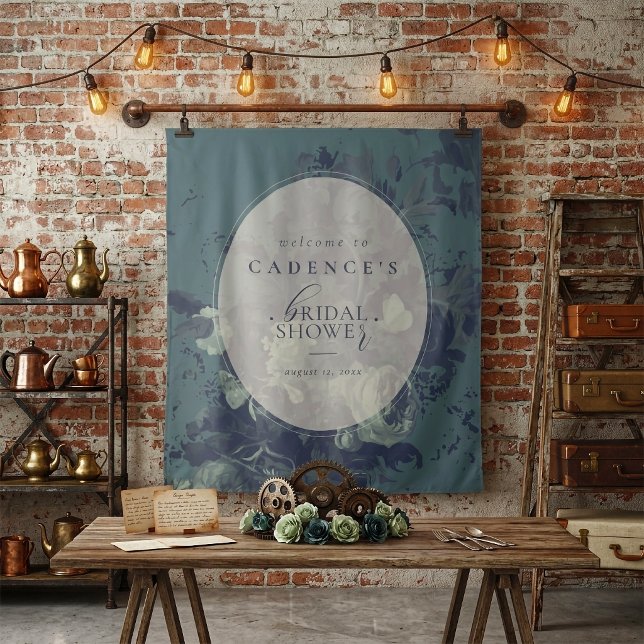 Vintage-Rustikale-Floral-Braut-Party-Willkommenssc Wandteppich (Von Creator hochgeladen)