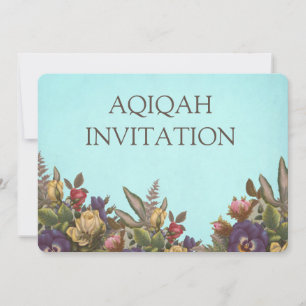 Vintage Rustikale Florale Baby-Mädchen-Aqiqah Einladung