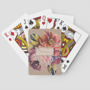 Vintage Rustikale Florale Personalisierung Spielkarten