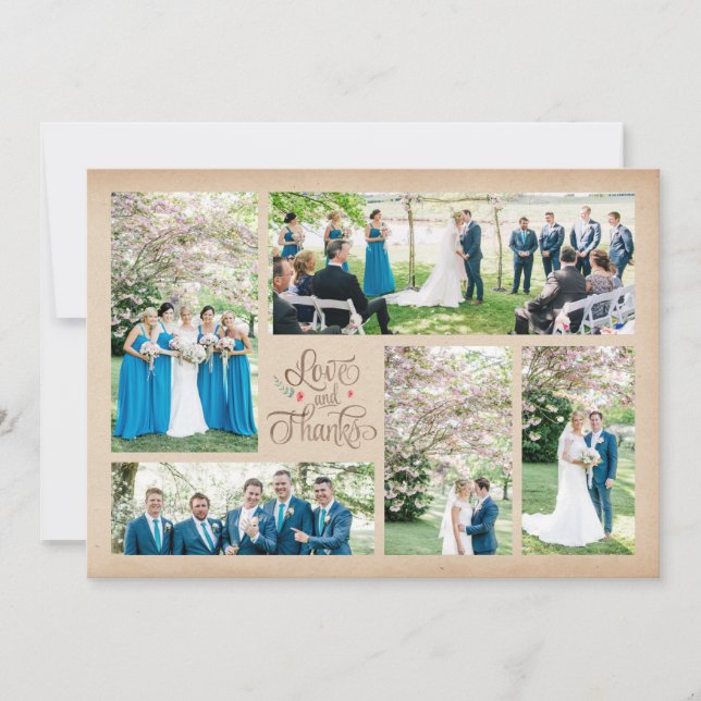 Vintage rustikale FotoCollage Vielen Dank Karten (Vorderseite)