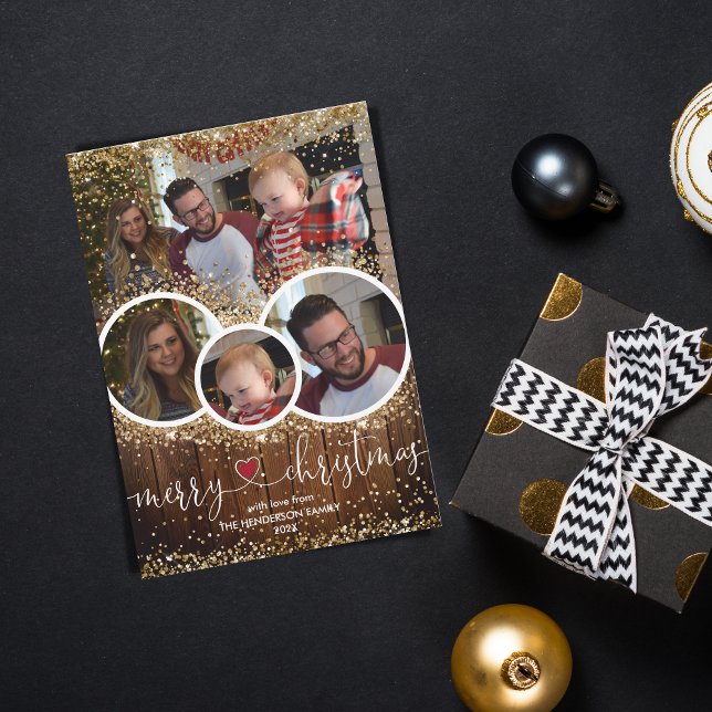 Vintage Rustikale Fotogalerie Weihnachtsfarm Feiertagskarte (Von Creator hochgeladen)