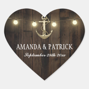 Vintage rustikale Gastgeschenke Hochzeiten der Ank Herz-Aufkleber