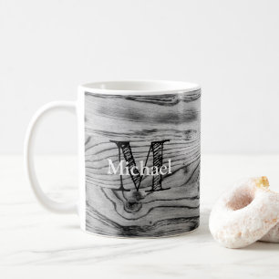 Vintage rustikale graue schwarze verbrannte Holzmo Kaffeetasse
