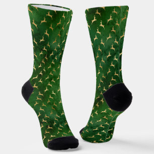 Vintage rustikale grüne goldene süße Rentiere Weih Socken
