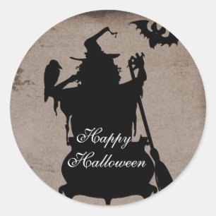 Vintage Rustikale Halloween-Hexen-Kessel-Party Runder Aufkleber