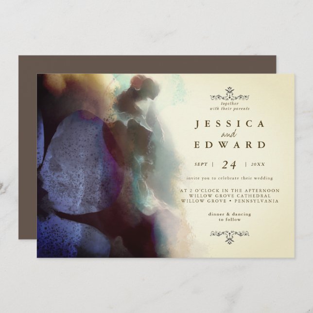 Vintage Rustikale Hochzeit der Vogelwelt Einladung (Vorne/Hinten)