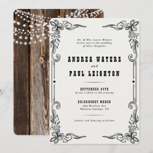 Vintage Rustikale Hochzeit Einladung