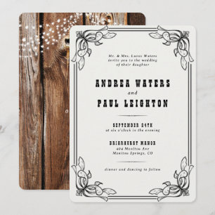 Vintage Rustikale Hochzeit Einladung
