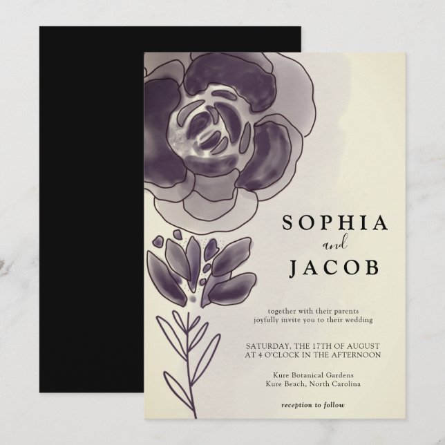 Vintage Rustikale Hochzeit in Gold Einladung (Vorne/Hinten)